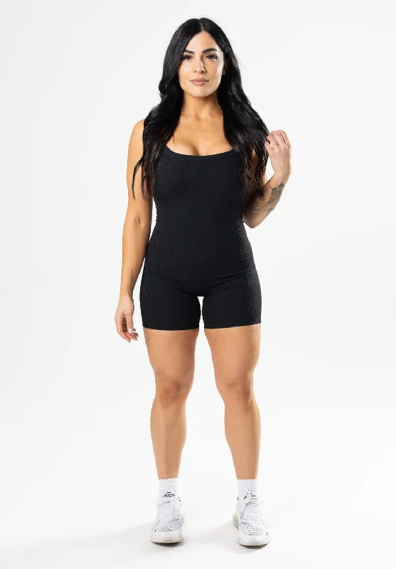 Sports Shorts-CloudRib™ Strappy Sculptseam™ Shortsuit Black