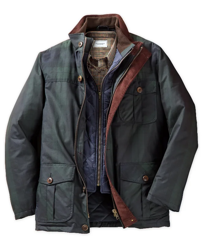 Casual Fleece Jacket-Waxed Cotton Jacket with Removable Bib