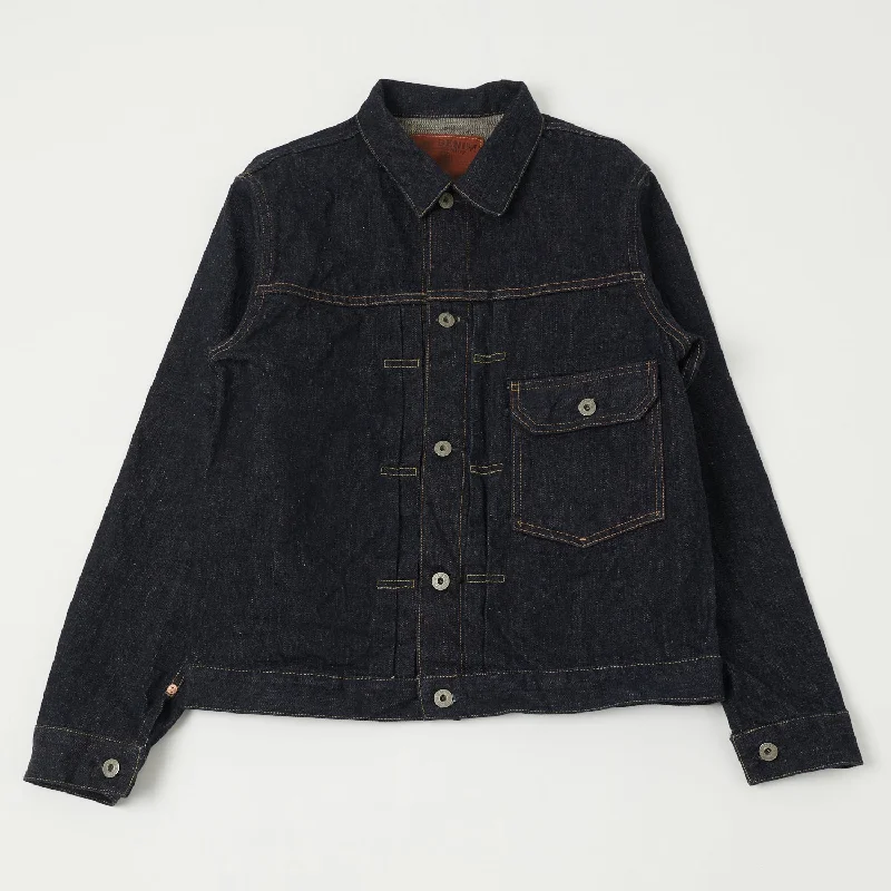 Leather Jacket-ONI 01507-NI 16.5oz Natural Indigo Type-I Denim Jacket - One Wash