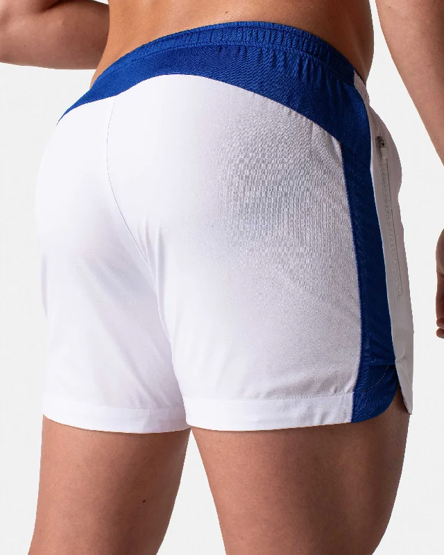 Stylish Shorts-Sport Training 4.5" Shorts - White/Helsinki Blue