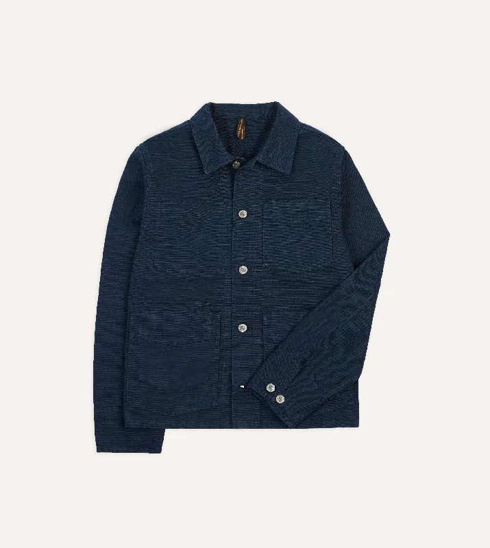 Lightweight Windbreaker-Navy Cotton Canvas Work Jacket