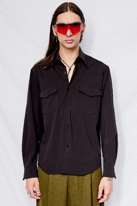 Fun T-shirt-Black Gabardine Western Shirt