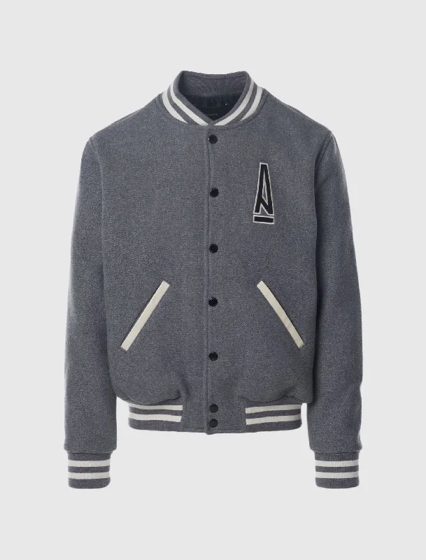 Zipper Jacket-A MA MANIÉRE LEGACY GREY VARSITY JACKET