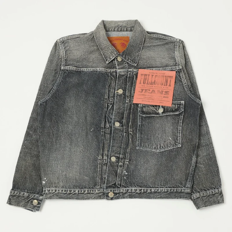 Designer Jacket-Full Count 2107BKHW 13.5oz Type I Denim Jacket - Black 'Dartford' Wash