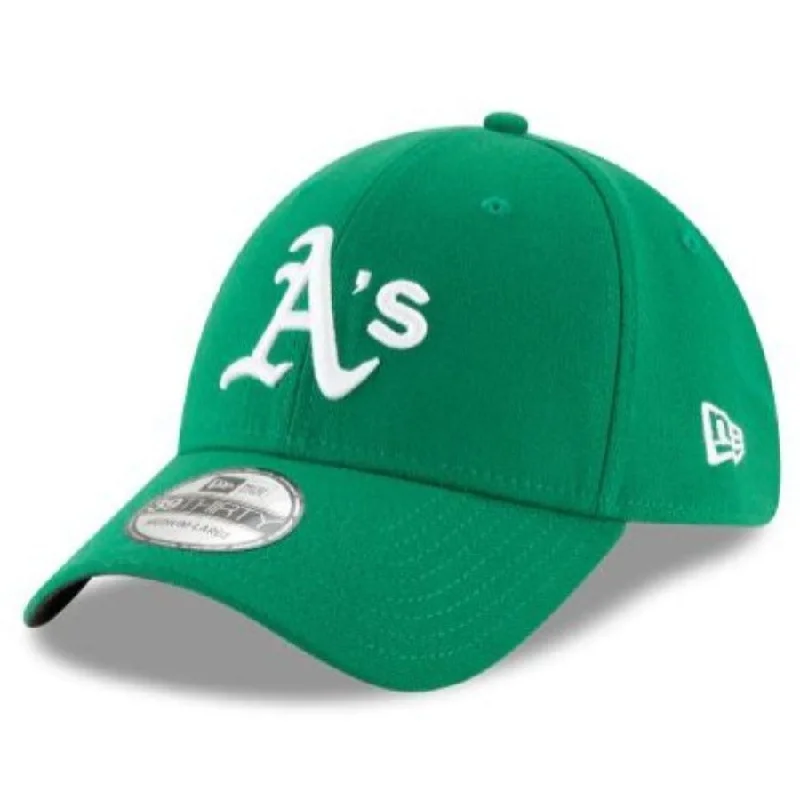 Flat Cap Hat-New Era Men's Oakland A's 39Thirty Team Classic Stretch Fit- Kelly green