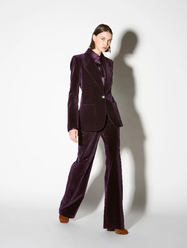 Sports Jacket-Plum smooth velvet suit jacket