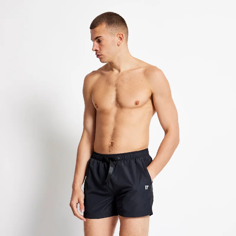 Stretchable Shorts-Belted Swim Shorts - Black