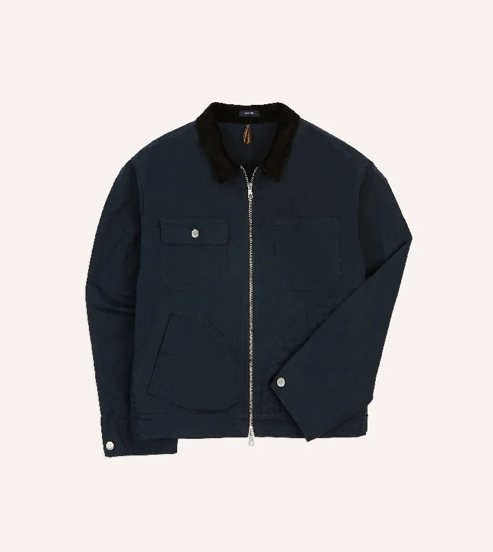 Urban Street Jacket-Drake's by A. Levine Navy Waxed Cotton Trucker Jacket