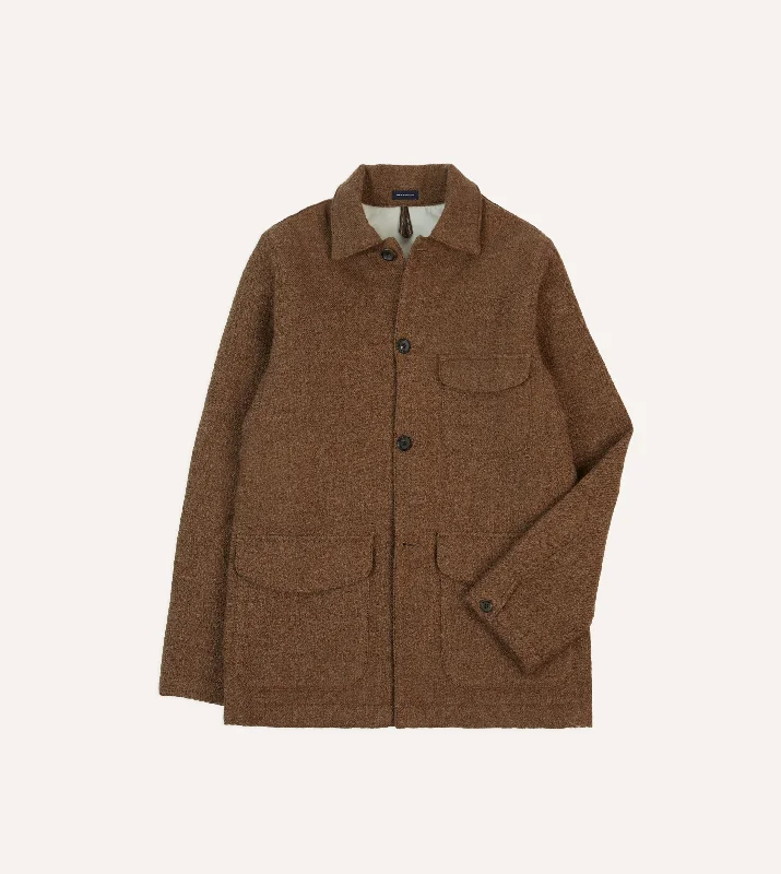 Protective Jacket-Brown Wool Three-Pocket Chore Jacket