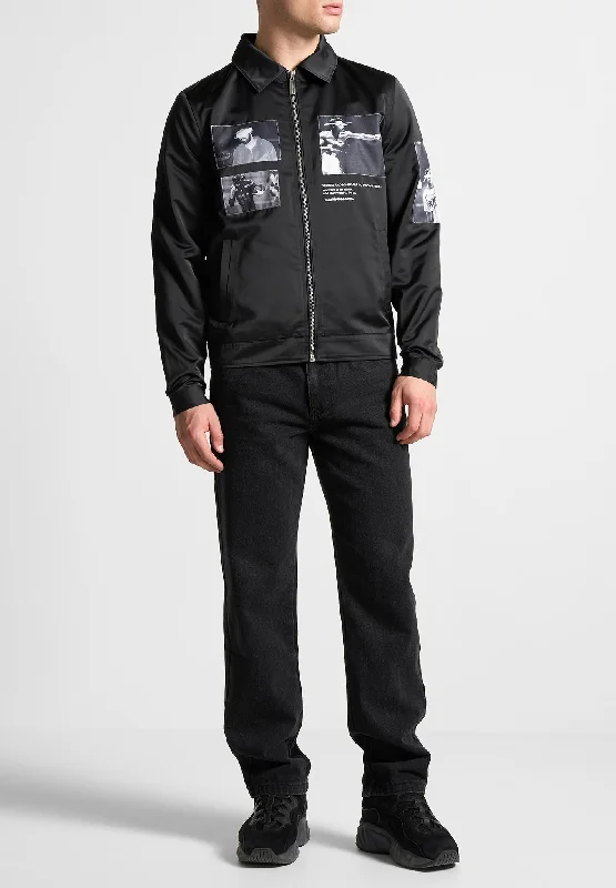 Winter Jacket-Satin Icon Jacket - Black