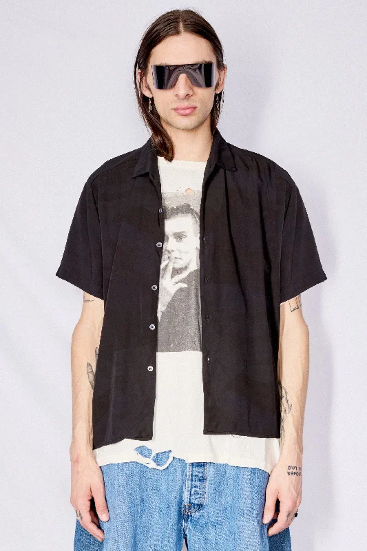 Relaxing Tee-Black Overdyed Rayon Camp Shirt