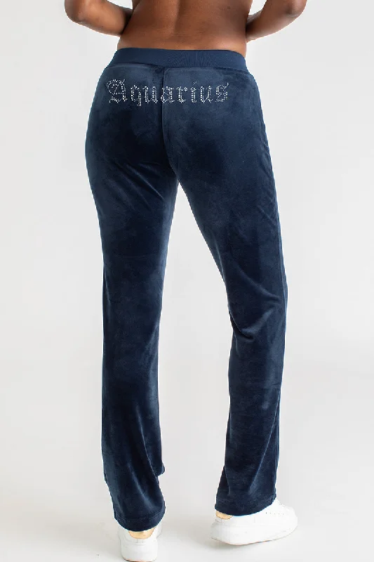 Sporty Fit Pants-Aquarius Big Bling Velour Track Pants