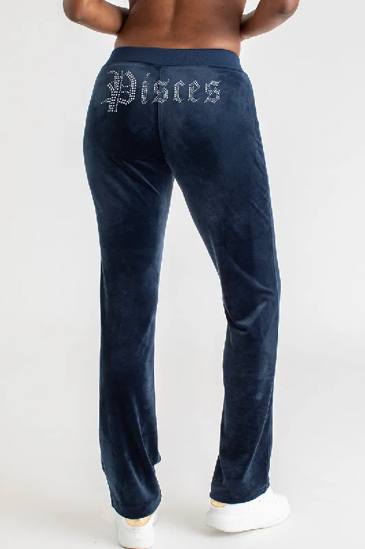 Versatile Pants-Pisces Big Bling Velour Track Pants