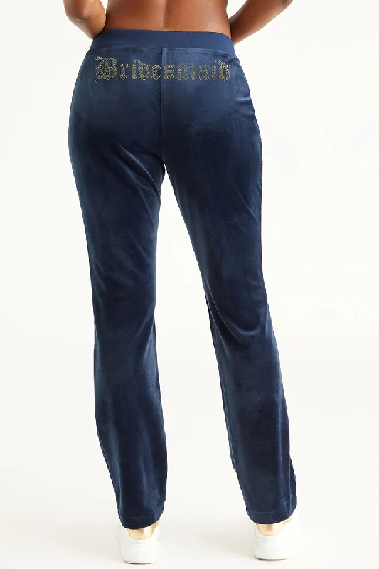 Athletic Style Pants-Bridesmaid Big Bling Velour Track Pants