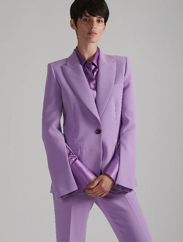 Denim Jacket-Slim-fit suit jacket in lilac crepe