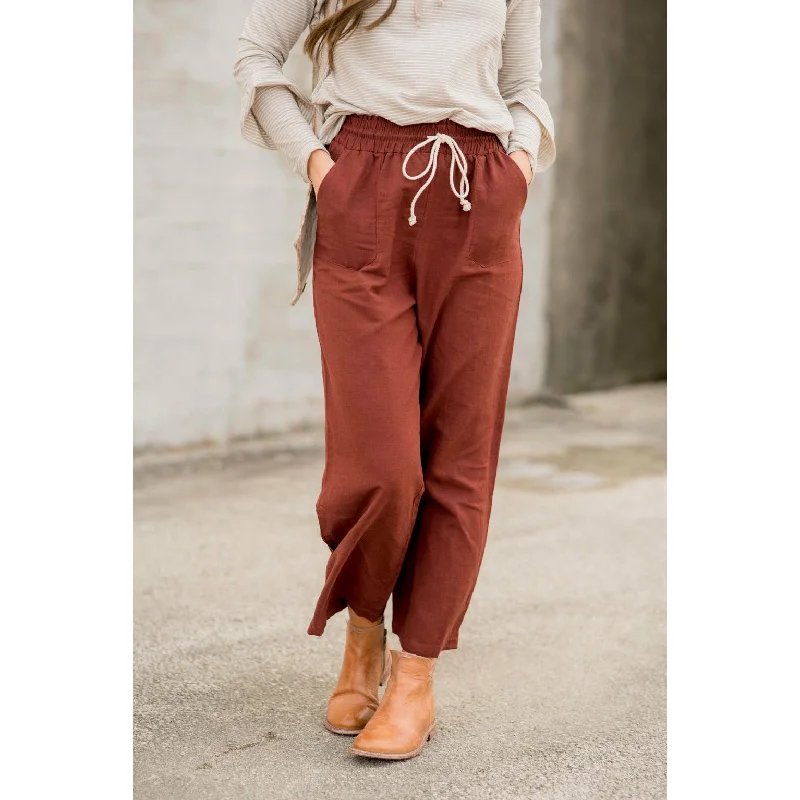 Casual Work Pants-Drawstring Cinch Waist Pants