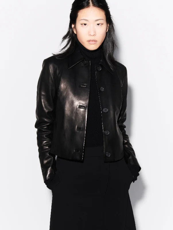 Warm Puffer Jacket-Short plongé leather jacket