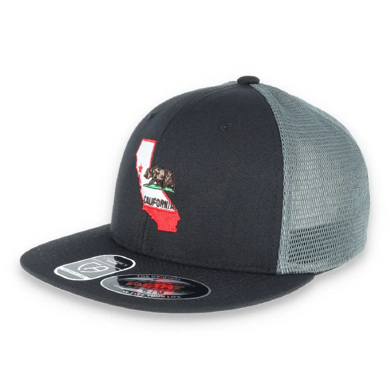 Designer Fedora-THE COLISEUM CALIFORNIA STATE BEAR TRUCKER Flexfit® Performance Trucker Mesh Back-BLACK/GRAPHITE