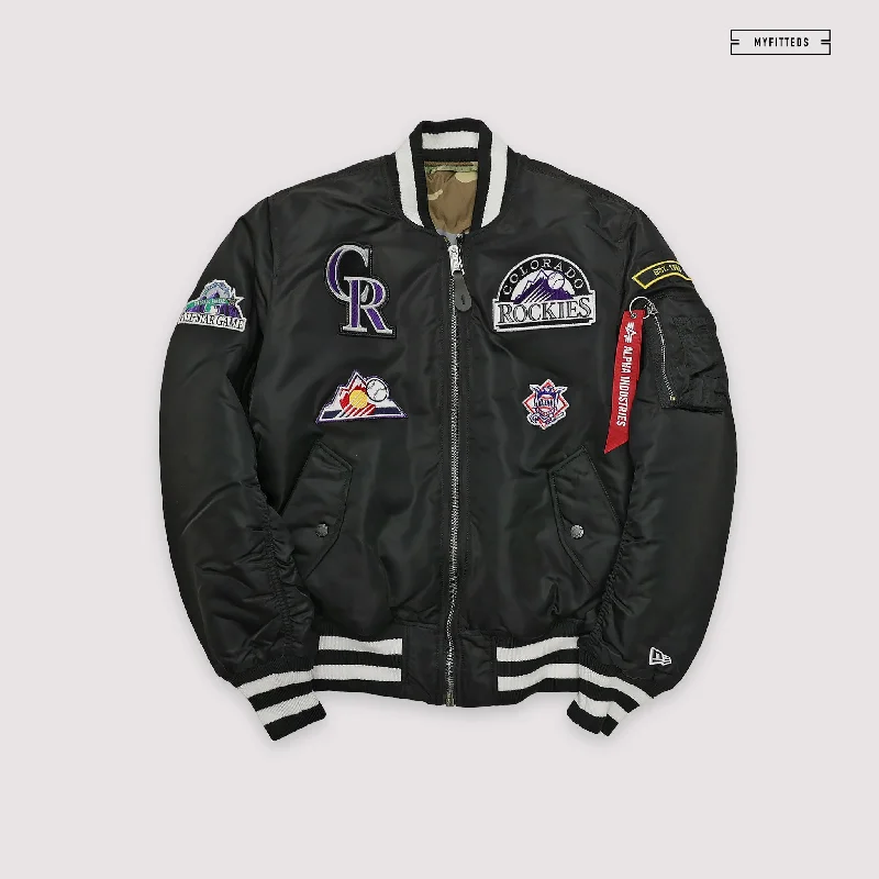 Functional Jacket-NEW ERA X ALPHA INDUSTRIES COLORADO ROCKIES REVERSIBLE BOMBER JACKET