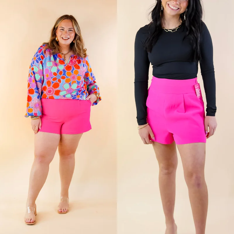 Performance Shorts-BuddyLove | Renzo High-Waisted Shorts in Azalea (Hot Pink)