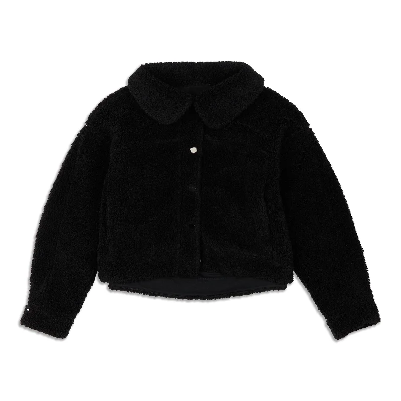 Street Style Jacket-Textured Fleece Button Jacket