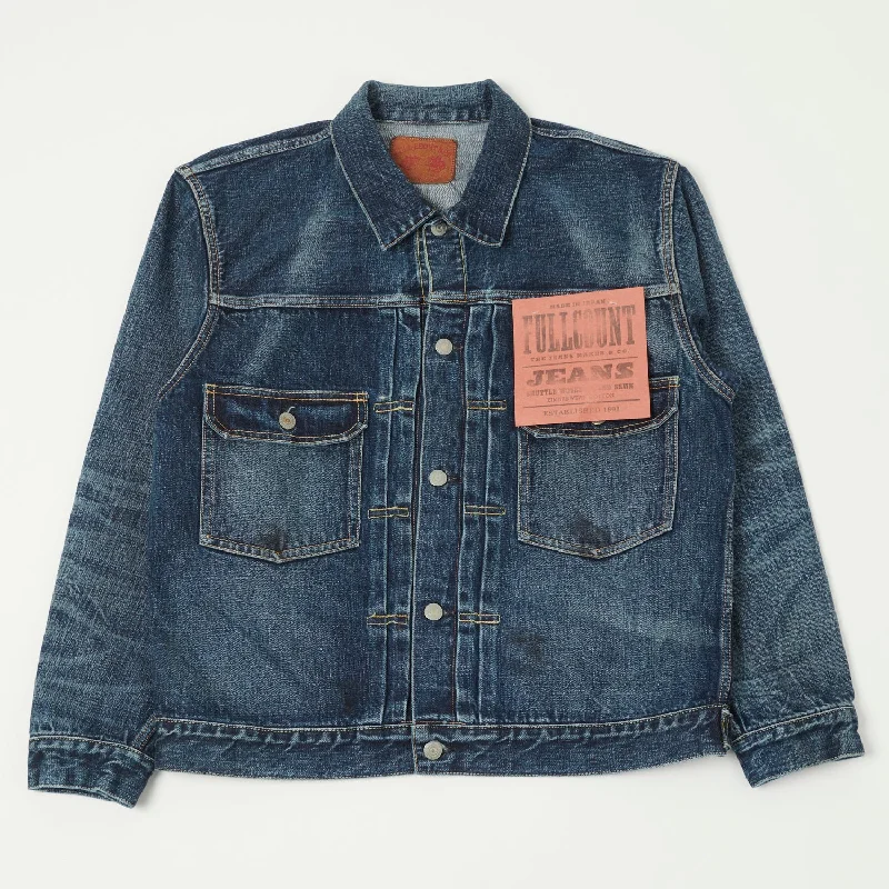 Fleece Jacket-Full Count 2050-2102XX 15.5oz 'Fear of the Dark' Type-II Denim Jacket - Heavy Wash