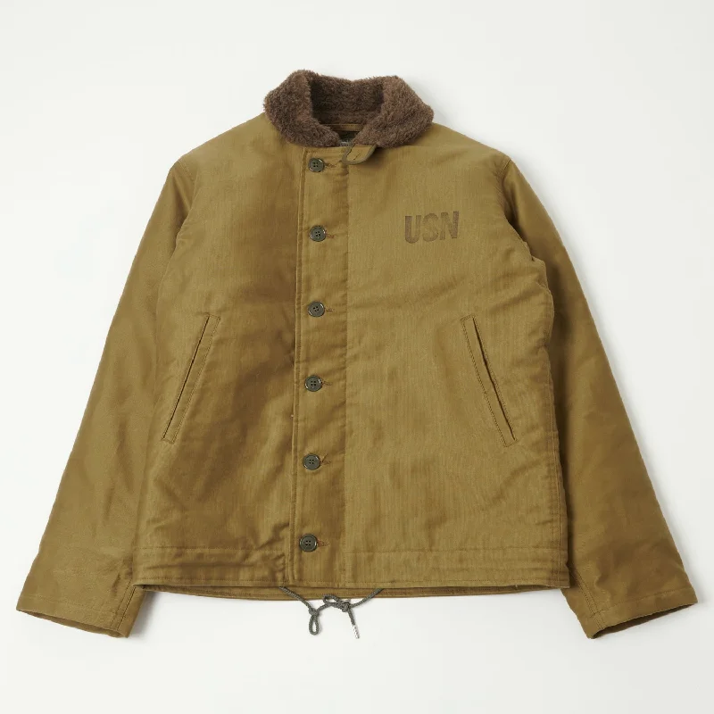 Adventure-Ready Jacket-Buzz Rickson's Type N-1 Deck Jacket - Khaki Demotex