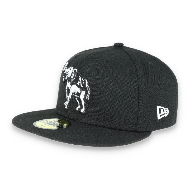 Rain Hat-NEW ERA OAKLAND ATHLETICS 59FIFTY BLACK AND WHITE FITTED HAT