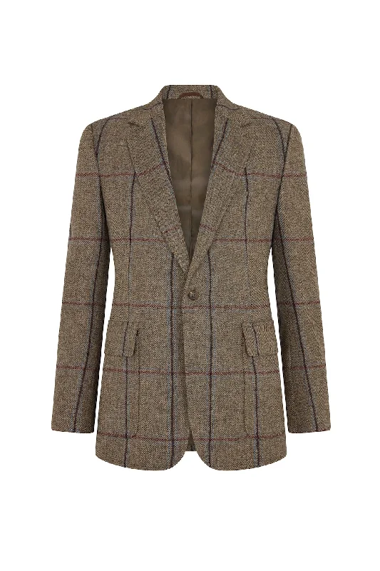 Versatile Jacket-Heather/Blue Overcheck House Tweed Single Breasted Patch Pocket Jacket