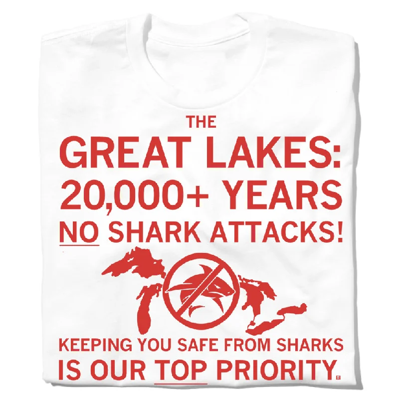 Adventure T-shirt-Great Lakes: No Shark Attacks