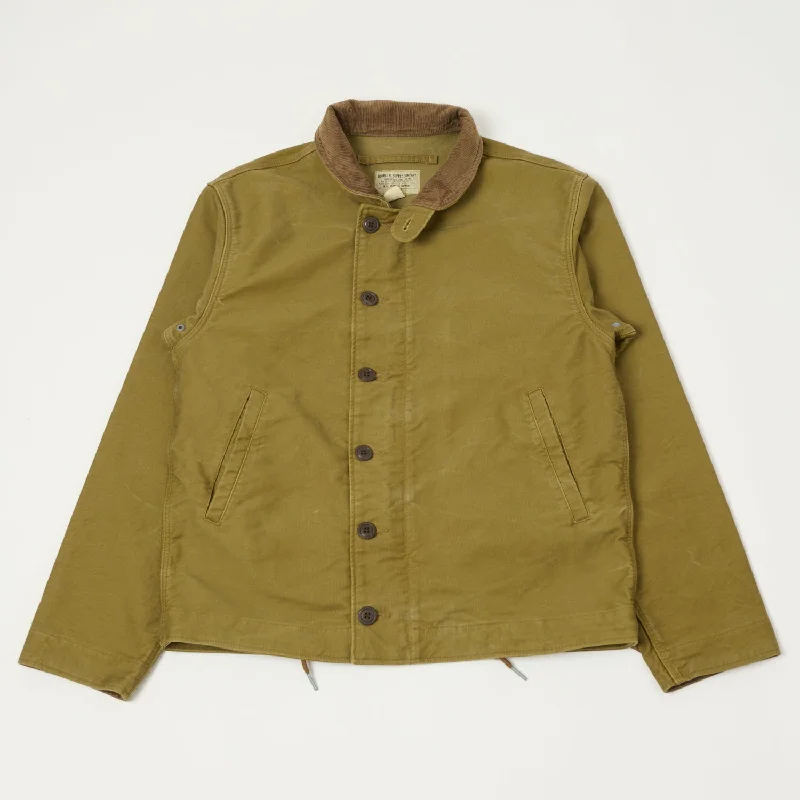 Comfy Jacket-RRL Corduroy-Collar Deck Jacket - Khaki