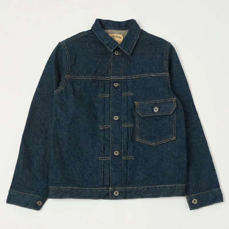 Light Rain Jacket-ONI 01507L Ishikawadai 15oz Type-I Denim Jacket - One Wash