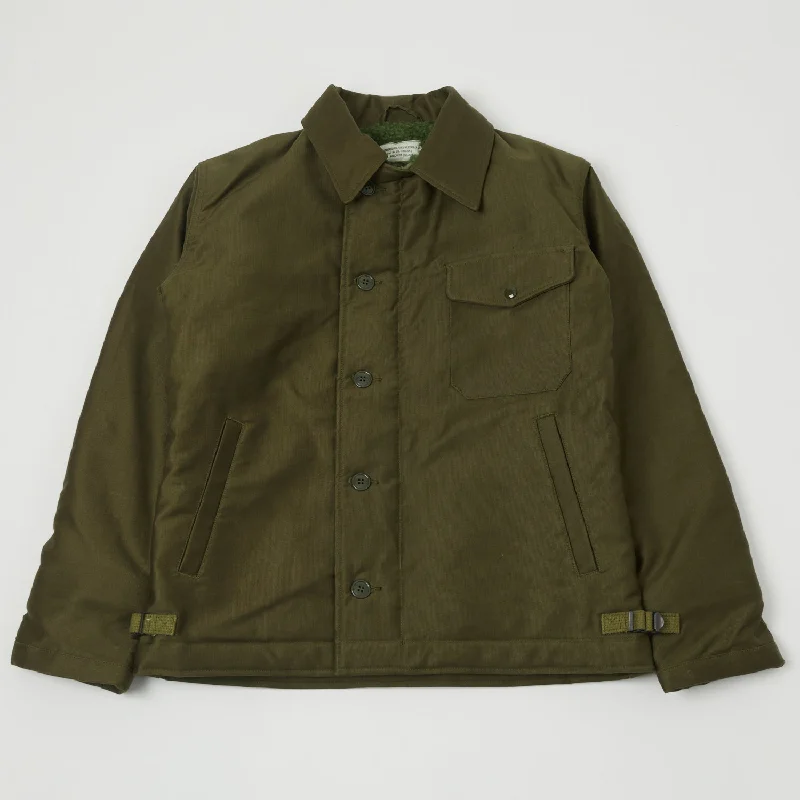 Light Rain Jacket-Buzz Rickson's Type A-2 Jungle Cloth Deck Jacket - Olive