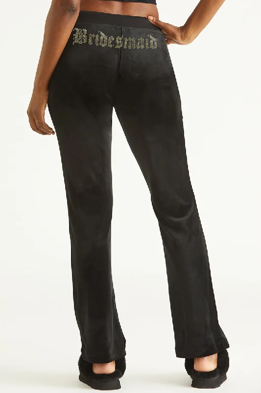 Bold Design Pants-Bridesmaid Big Bling Velour Track Pants