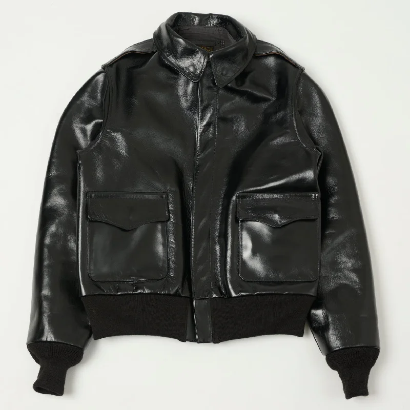 Premium Jacket-Buzz Rickson's x William Gibson A-2 Rough Wear Leather Flight Jacket - Black