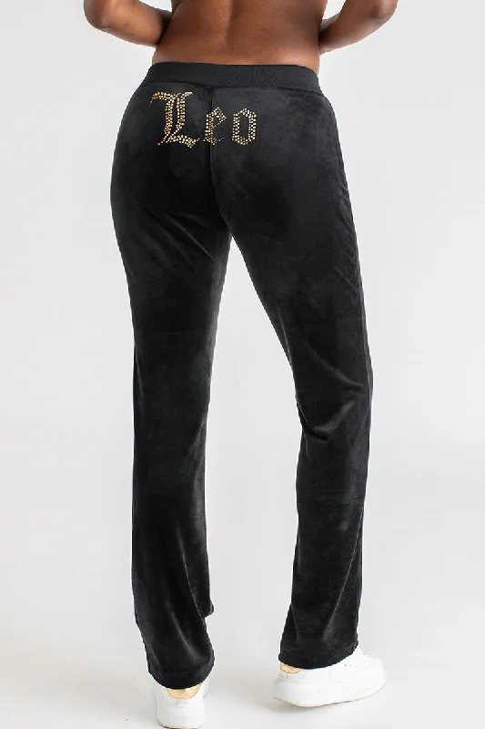 Quick-Dry Joggers-Leo Big Bling Velour Track Pants