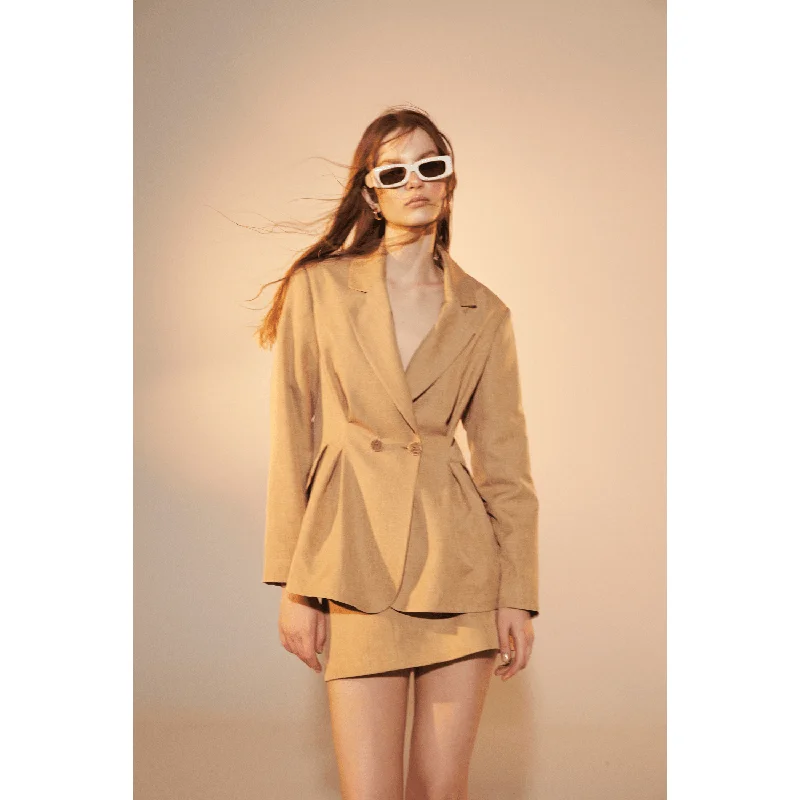 Waterproof Jacket-Marde Tailored Jacket in Almond Buff