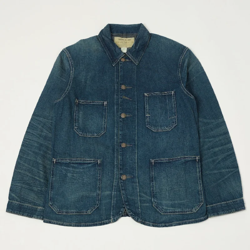 Comfy Jacket-RRL Cotton-Linen Denim Engineer Jacket - Mid Wash