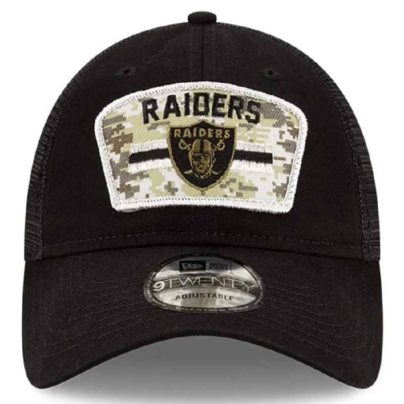 Adventure Hat-LAS VEGAS RAIDERS SALUTE TO SERVICE 2021 9TWENTY MESH BACK- BLACK