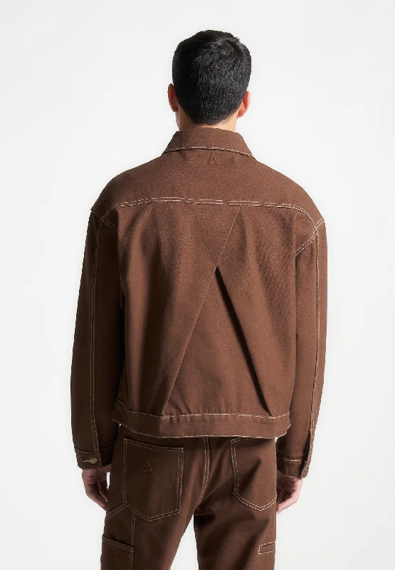 Urban Jacket-Contrast Stitch Carpenter Jacket - Brown