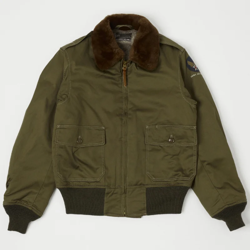 Warm Puffer Jacket-Buzz Rickson's B-10 'Rough Wear Clothing Co' Flying Jacket - Olive Drab