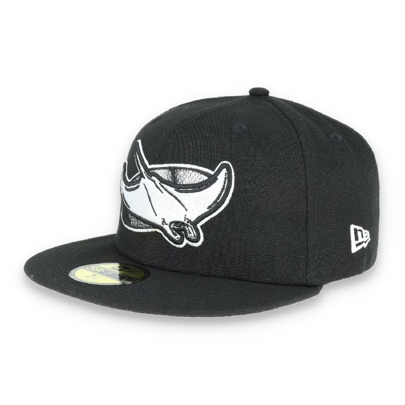 Casual Wear Hat-TAMPA BAY RAYS NEW ERA BASIC COLLECTION FITTED 59FIFTY-BLACK AND WHITE