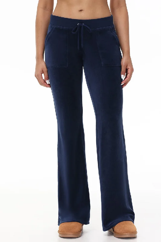 Stretch Fit Pants-Hollywood Scottie Snap Pocket Cotton Velour Track Pants