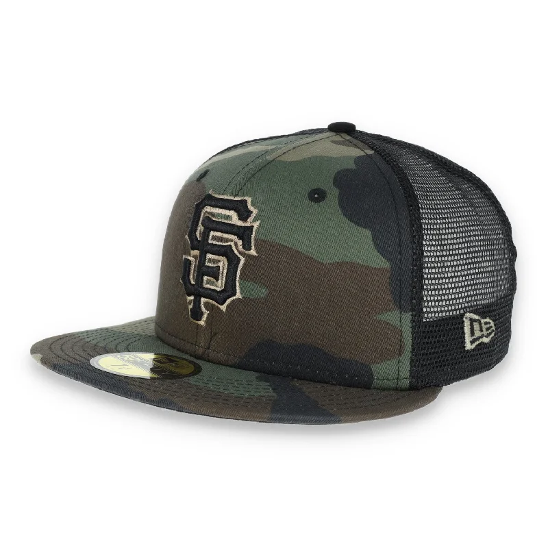 Wide Brim Hat-NEW ERA 59FIFTY SAN FRANCISCO GIANTS TRUCKER WOOD CAP - CAMO