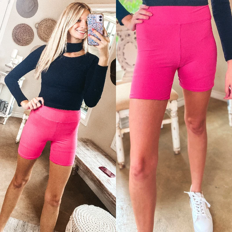 Everyday Shorts-Finish Strong High Waist Biker Shorts in Pink