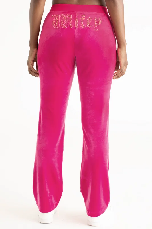 Warm Fleece Pants-Wifey Big Bling Velour Track Pants