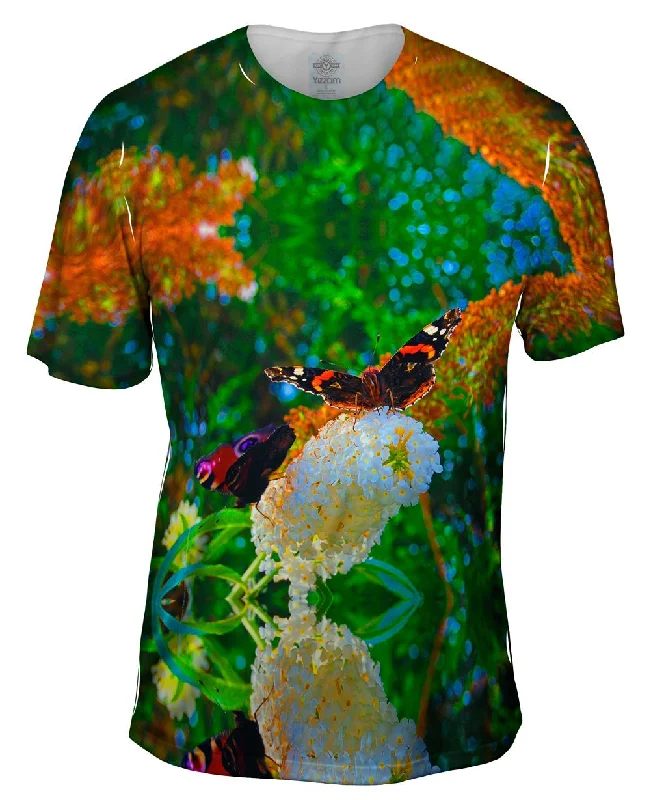 Custom Print T-shirt-Colorful Flower Butterfly