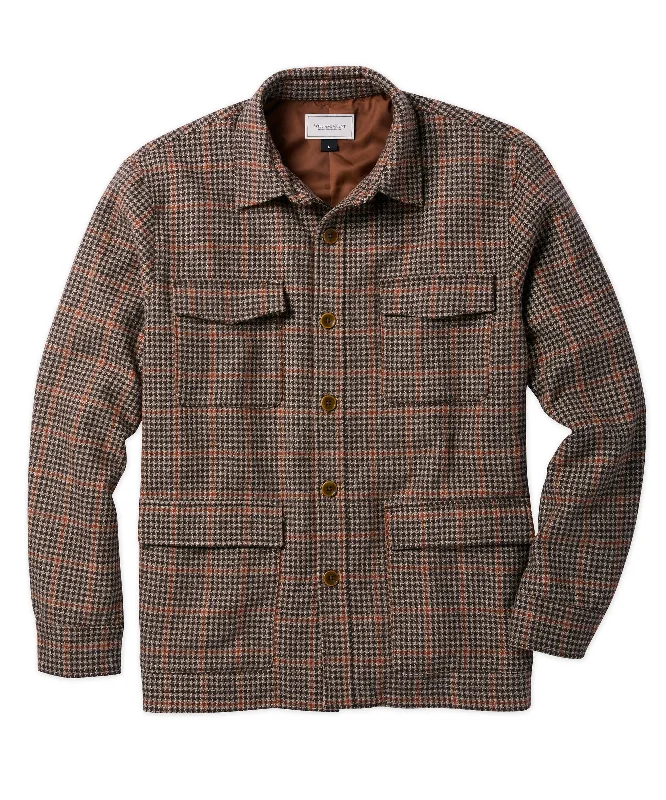 Warm Layering Jacket-Wool-Blend Houndstooth Shirt Jacket