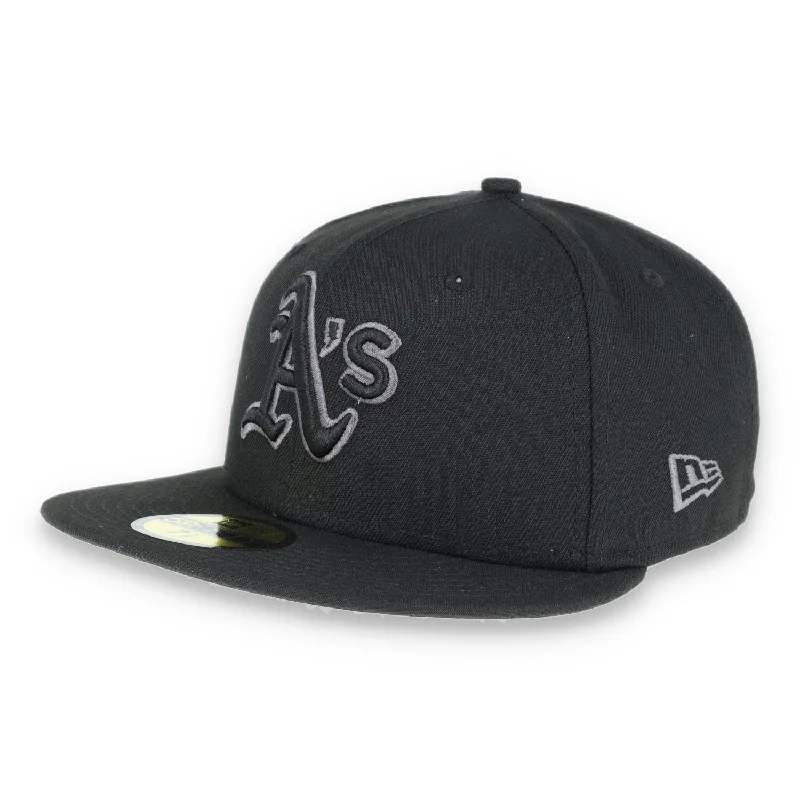 Relaxed Baseball Cap-New Era 59Fifty Oakland Athletics cap- all black/grey