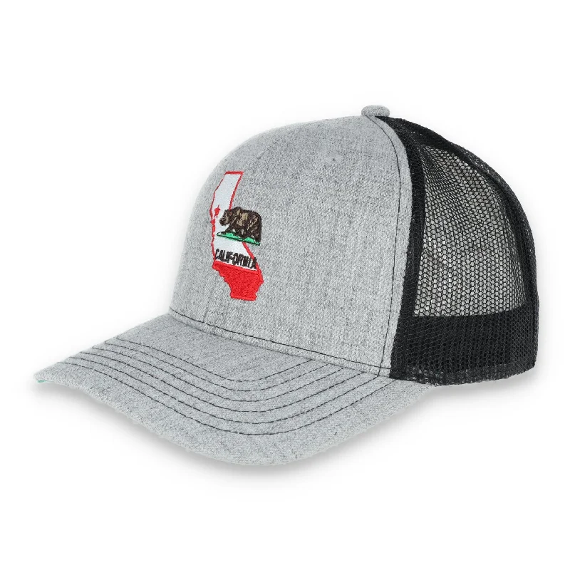 Soft Knit Hat-THE COLISEUM CALIFORNIA STATE BEAR TRUCKER SNAPBACK HAT- HEATHER/BLACK